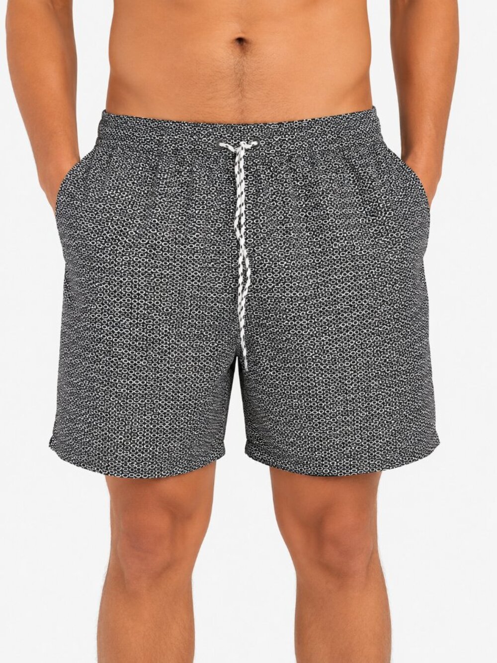 NWT Goodfellow & Co Men's Swim Trunks XXL Army Green White Geometric Print 7" In